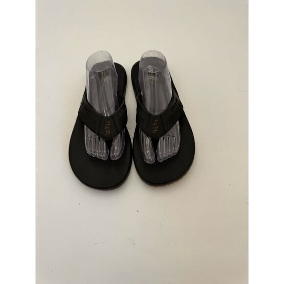 Flojos Mens Low Flip Flops Slippers Comfort Sandal Slip On Size 12 Black - Picture 1 of 5